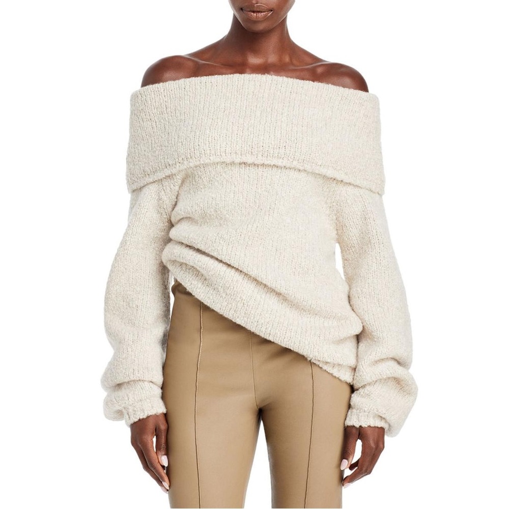 Vince WOMENS MERINO WOOL OFF-THE-SHOULDER PULLOVER SWEATER